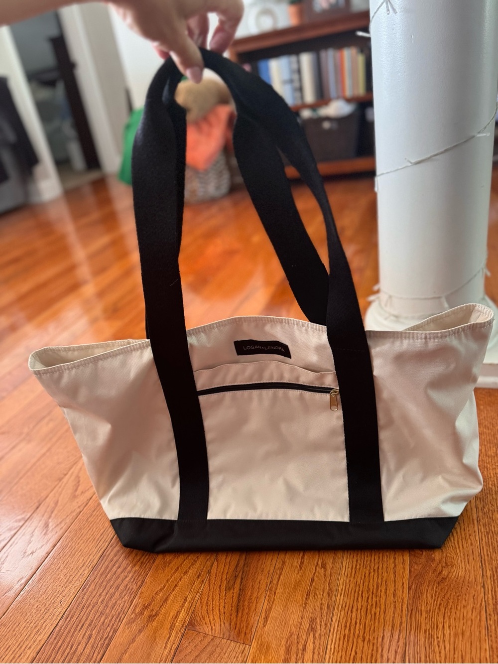 Two-Tone Cream and Black Tote